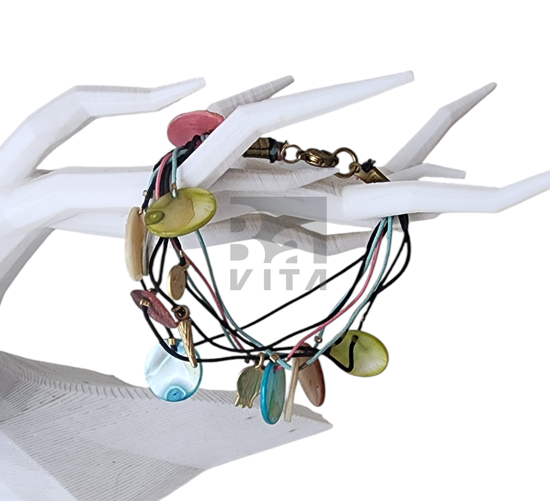 Deniz Kabuğu Takım T1 Kolye-Bileklik  Renkli