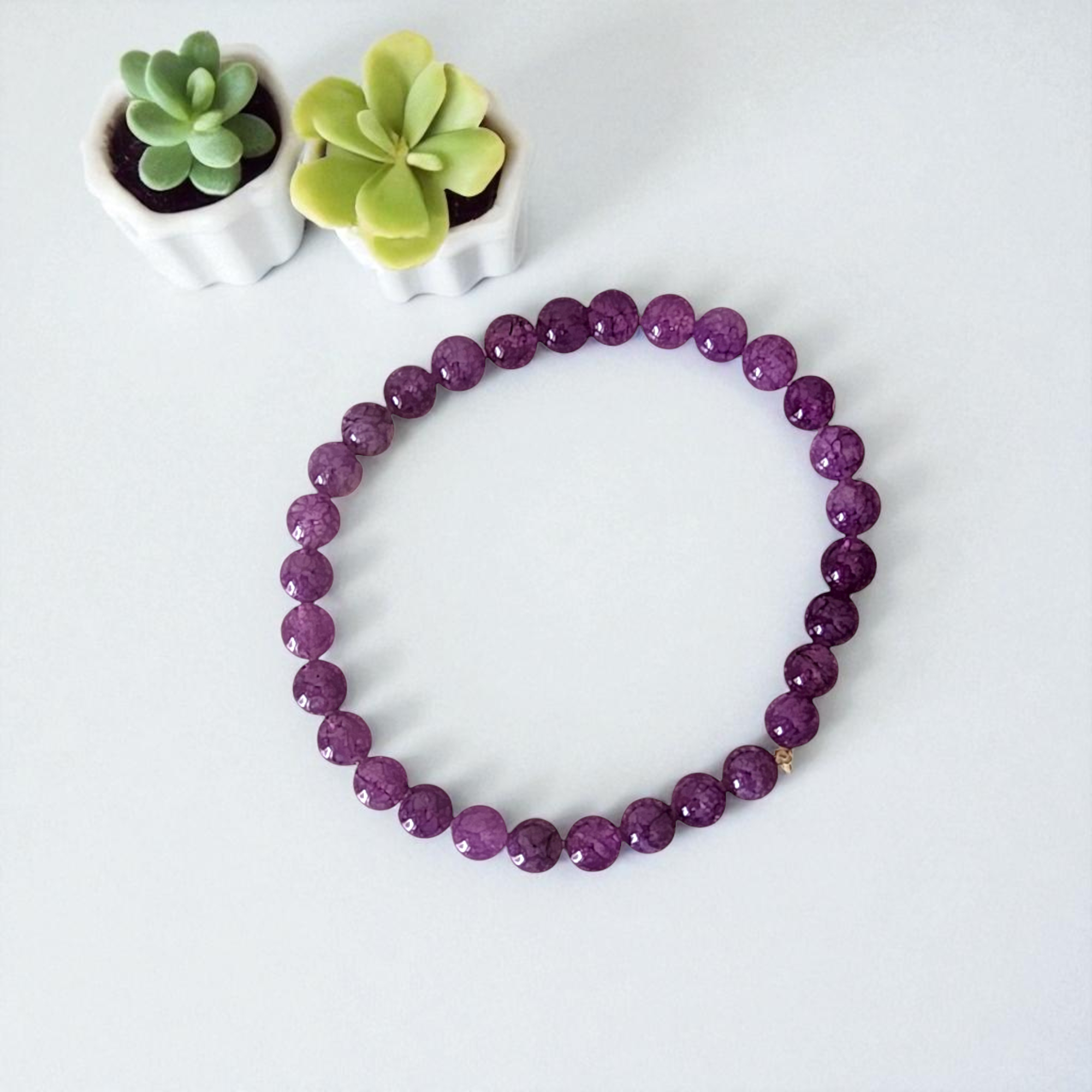 Doğal Taş Bileklik-T6 Ametist 22 cm 6mm