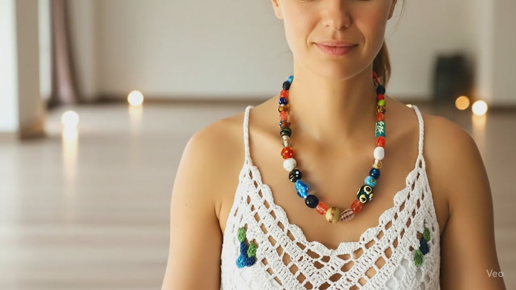 Cam Boncuk Kolye-T4 Renkli 45 cm